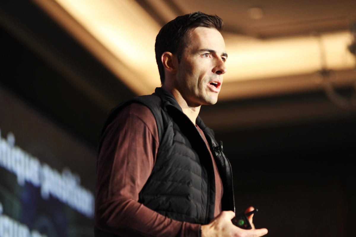 Lululemon CEO Calvin McDonald poses after speaking at a news conference at  the company's headquarters, in Vancouver, on Thursday, May 25, 2023.  (Darryl Dyck/The Canadian Press via AP Stock Photo - Alamy