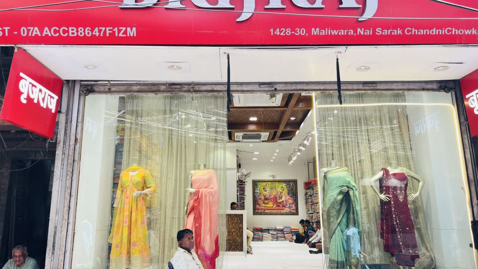 Brij Kishore Agarwal's sari shop in Old Delhi - Sania Farooqui/CNN