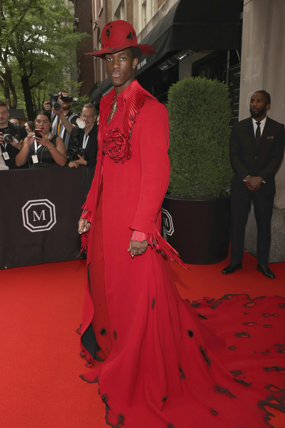 Wisdom Kaye departs The Mark Hotel prior to attending The Metropolitan Museum of Art's Costume Institute benefit gala celebrating the opening of "Sleeping Beauties: Reawakening Fashion" on Monday, May 6, 2024, in New York. (Photo by CJ Rivera/Invision/AP)