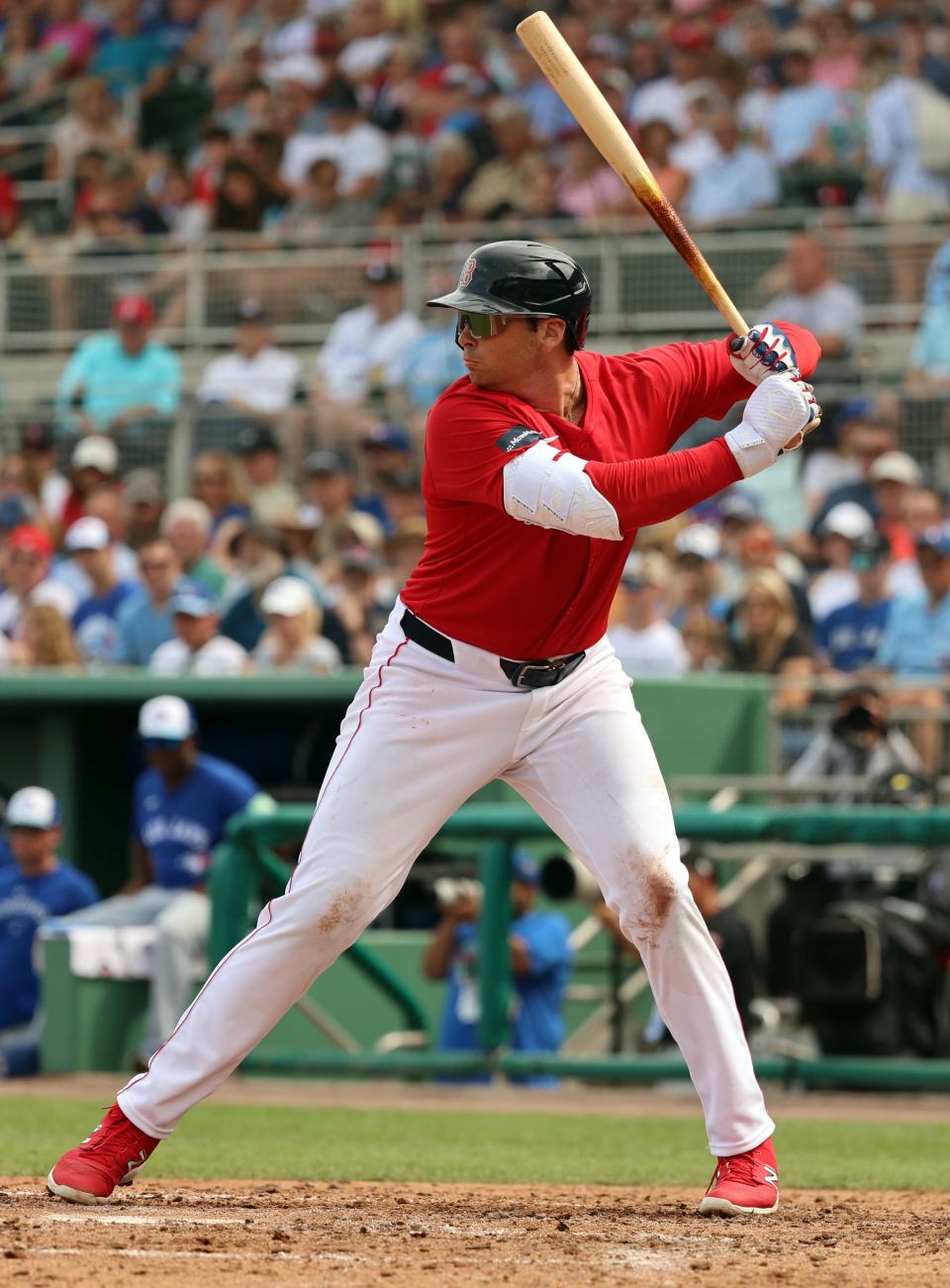 Red Sox first baseman Triston Casas bats during the game against the Toronto Blue Jays at JetBlue Park on March 3. Casas finished with a .263 average, 24 home runs, 65 RBI and a .856 OPS last season and was third in A.L. Rookie of the Year voting.