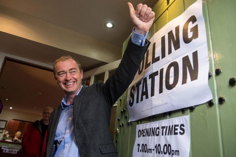 Tim Farron during the election campaign. (AFP/Getty Images)