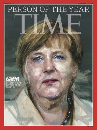 German Chancellor Angela Merkel appears on the cover of Time Magazine's Person of the Year issue in this undated handout photo obtained by Reuters December 9, 2015. REUTERS/Time Inc./Handout via Reuters