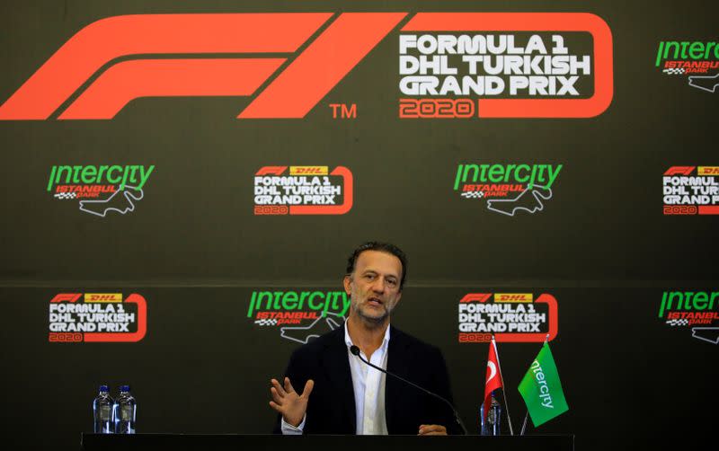 Vural Ak, Chairman of Intercity, attends a news conference ahead of Formula 1 Turkish Grand Prix in Istanbul