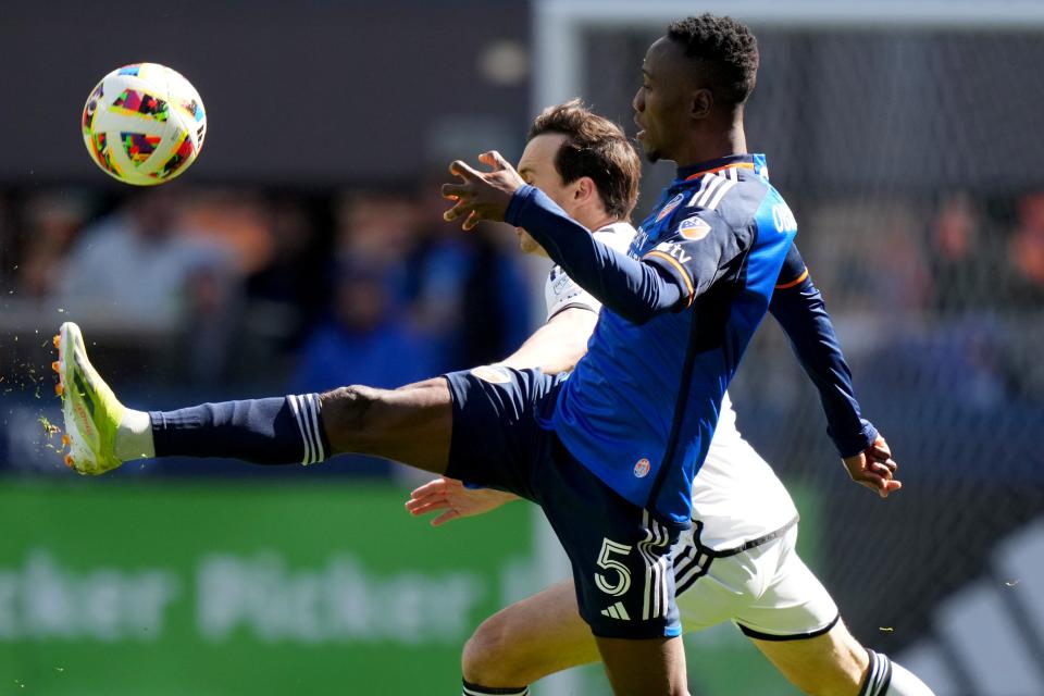 FC Cincinnati, which was playing D.C. United Sunday with four new starters from Thursday night 's match with CF Monterrey, lost midfielder Obinna Nwobodo to a contusion around the 30-minute mark.