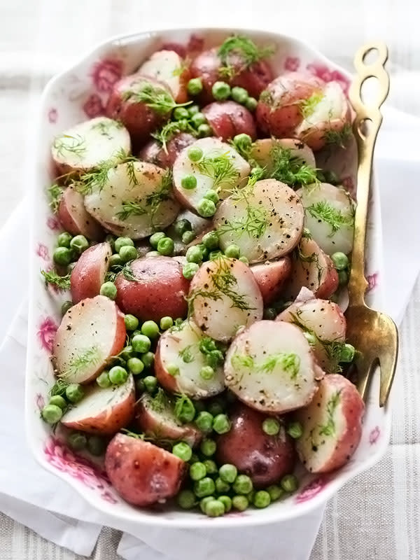 <p>Foodie Crush</p><p>There are only three steps in this easy recipe for boiled red potatoes and English peas with butter and fresh dill, making this a lovely side for a spring lunch or dinner.</p><p><strong>Get the recipe: <a href="https://www.foodiecrush.com/dilled-red-potatoes-and-peas/" rel="nofollow noopener" target="_blank" data-ylk="slk:Dilled Red Potatoes and Peas;elm:context_link;itc:0;sec:content-canvas" class="link rapid-noclick-resp">Dilled Red Potatoes and Peas</a></strong></p>