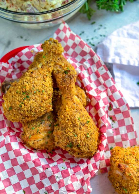 <p>Kevin is Cooking</p><p>My Oven-Fried Chicken is a KFC Copycat that is BAKED not fried and has a fantastic flavor that is spot on with crunch. </p><p><strong>Get the recipe: </strong><a href="https://keviniscooking.com/my-oven-fried-chicken-kfc-copycat/?ct=t(New_Recipe_Post6_9_2015)" rel="nofollow noopener" target="_blank" data-ylk="slk:My Oven-Fried Chicken (KFC Copycat);elm:context_link;itc:0;sec:content-canvas" class="link "><strong>My Oven-Fried Chicken (KFC Copycat)</strong></a></p>