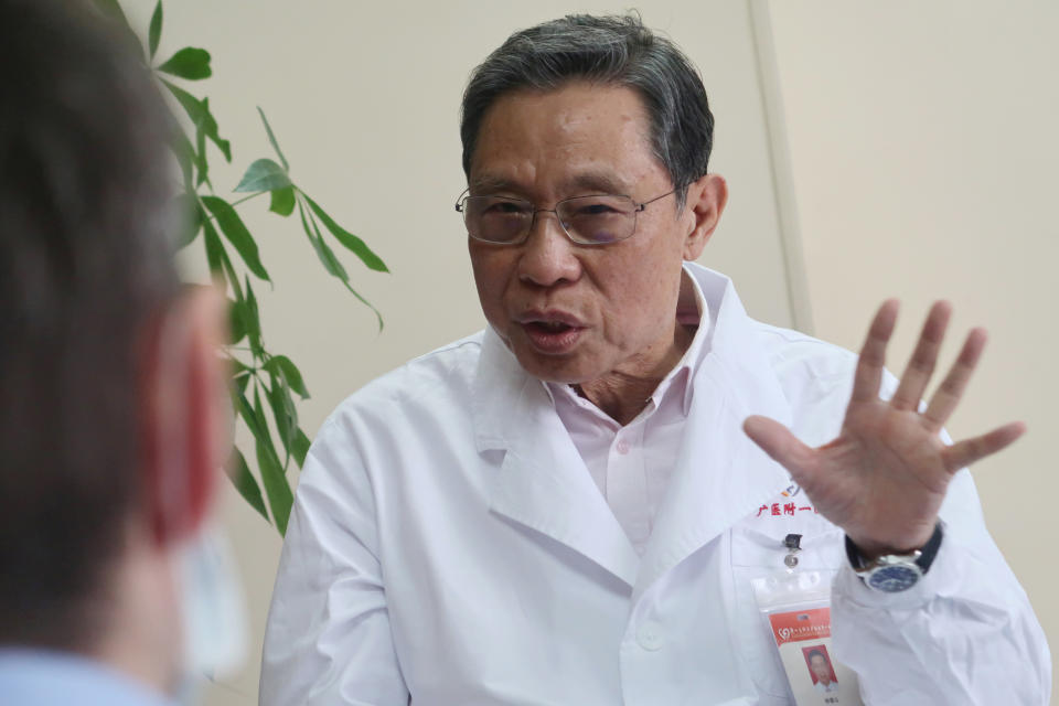 Zhong Nanshan, head of the National Health Commission's team investigating the novel coronavirus outbreak, attends an interview with Reuters in Guangzhou, Guangdong province, China February 11, 2020. REUTERS/Thomas Suen