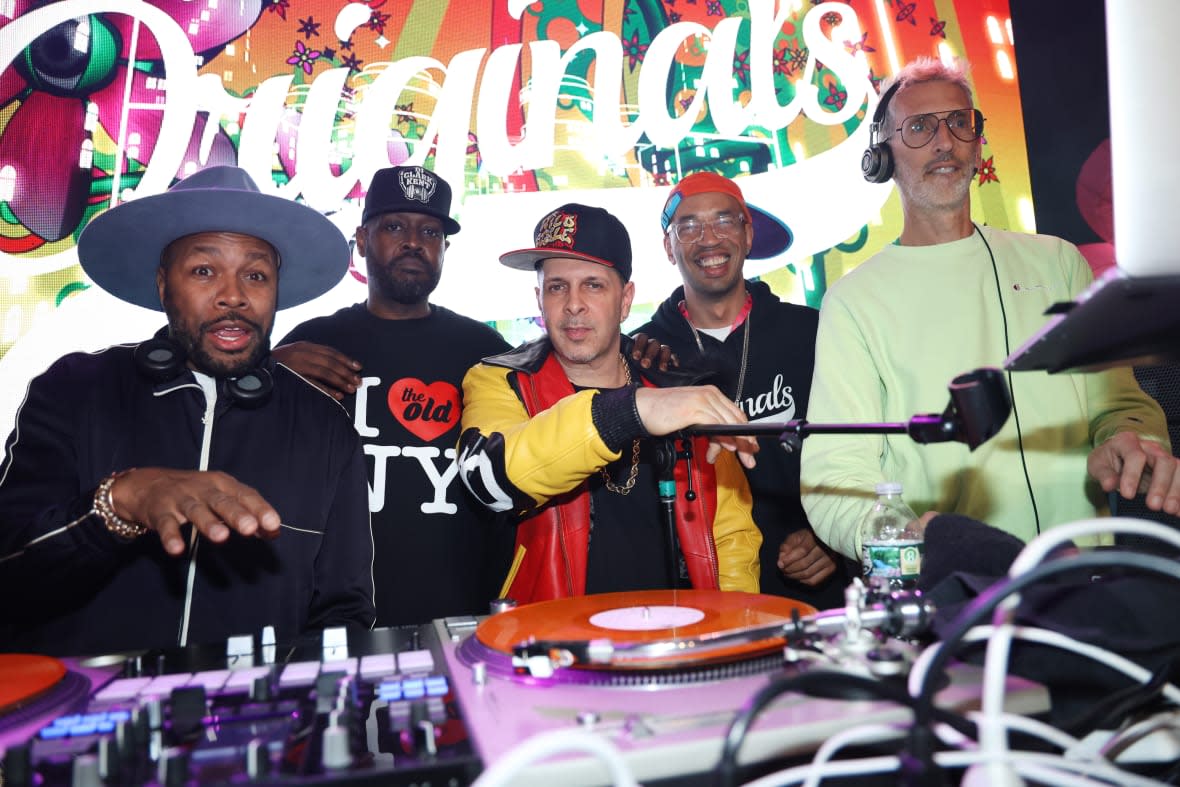 D-Nice, DJ Clark Kent, Tony Touch and Rich Medina perform onstage at De La Soul’s The D.A.I.S.Y. Experience, produced in conjunction with Amazon Music, at Webster Hall on March 2, 2023, in New York City. (Photo by Johnny Nunez/Getty Images for Amazon)