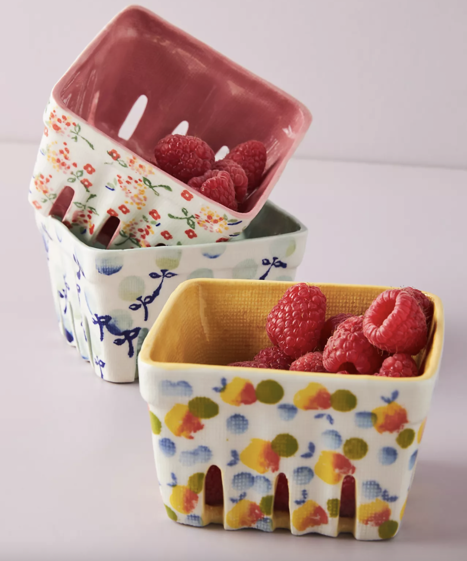 Floral Ceramic Berry Basket