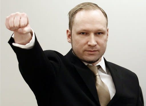 Breivik made a clenched fist salute after entering the courtroom