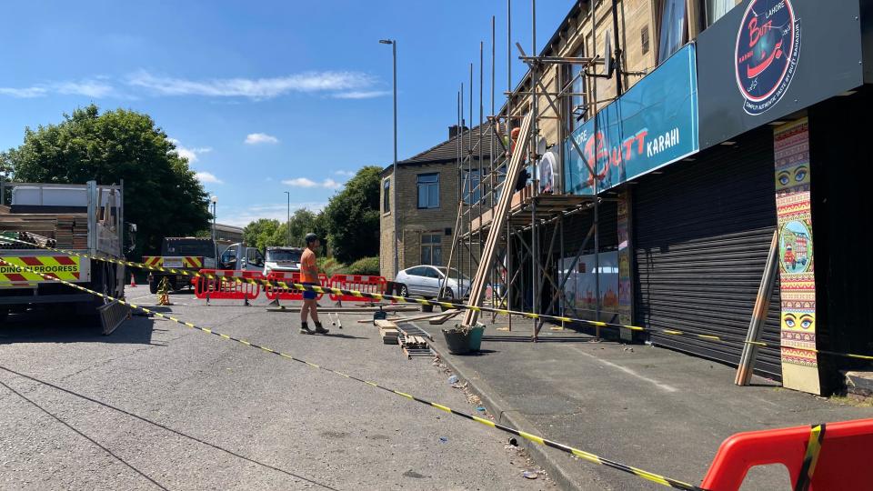 Structural work at restaurant after crash