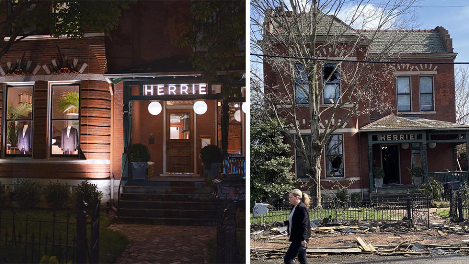 Herrie’s Nashville storefront before and after the storm. - Credit: Herrie
