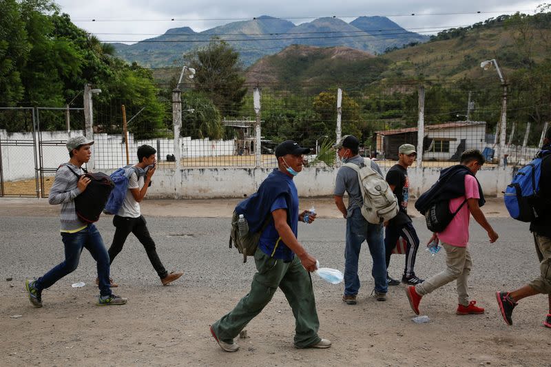 Hondurans take part in a new caravan of migrants set to head to the United States