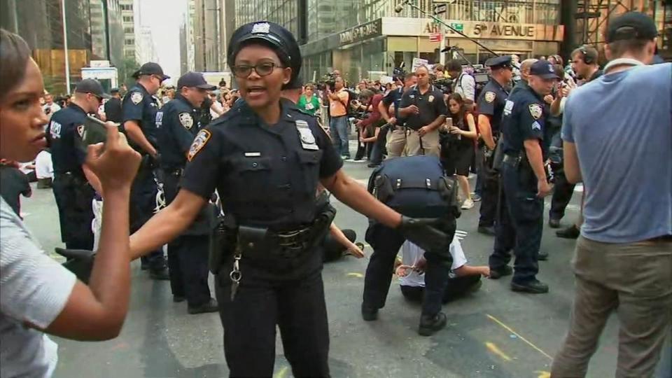 Raw video: 34 arrested at DACA protest sit-in outside Trump Tower