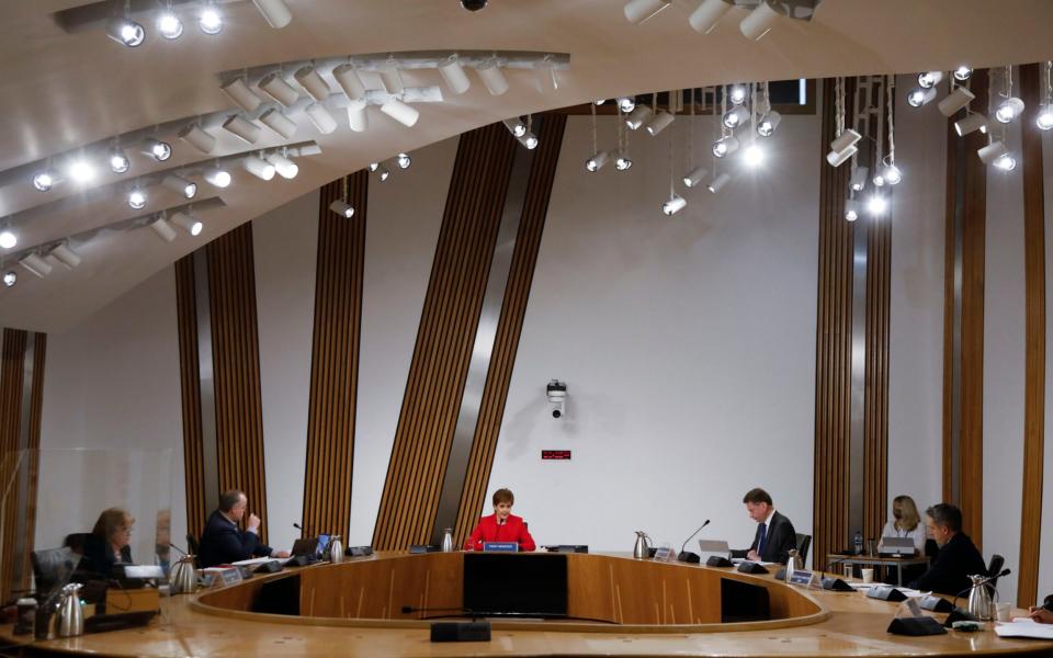 Nicola Sturgeon before giving evidence to the Committee on the Scottish Government Handling of Harassment Complaints, at Holyrood - PA