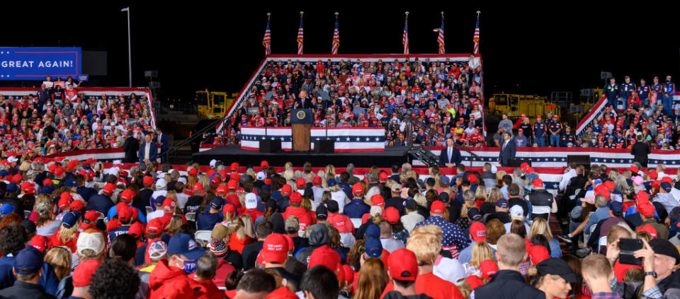 Trump addresses crowd in PittsburghGetty Images