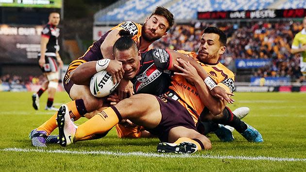 Two line breaks, a try and 157 metres against the Broncos.