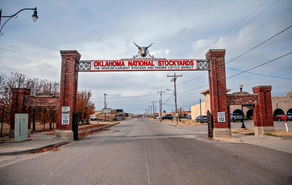The entry to the Oklahoma National Stockyards is pictured Dec. 13.