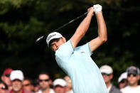 CARMEL, IN - SEPTEMBER 07: Nick Watney watches his tee shot on the second hole during the second round of the BMW Championship at Crooked Stick Golf Club on September 7, 2012 in Carmel, Indiana. (Photo by Warren Little/Getty Images)