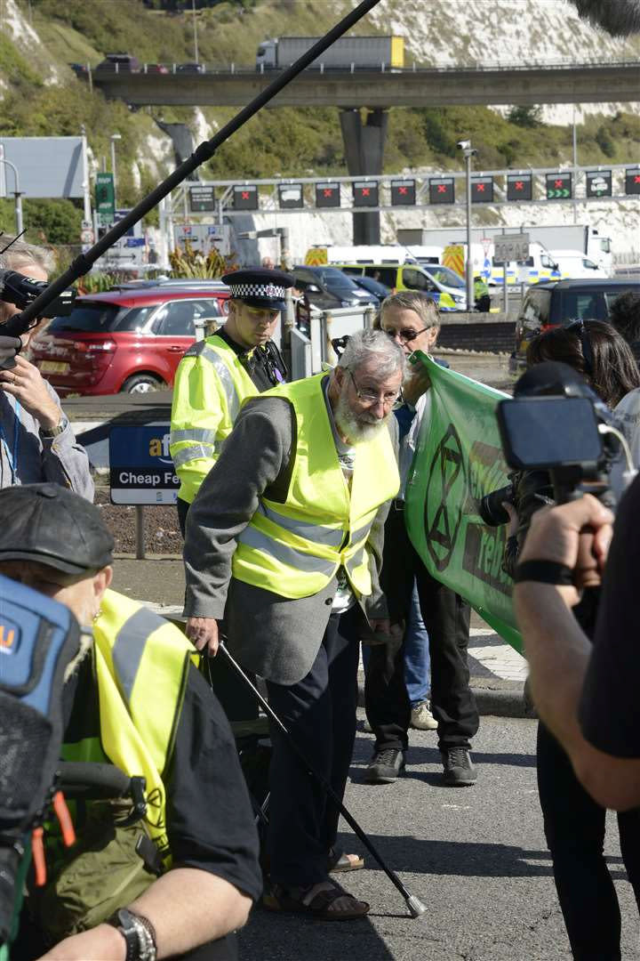 The 91-year-old was among those arrested and charged during the Extinction Rebellion climate emergency protest at Dover Docks. (SWNS)