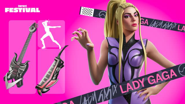 <p>Epic Games</p> Lady Gaga sports 'Chromatica' outfit in 'Fortnite'