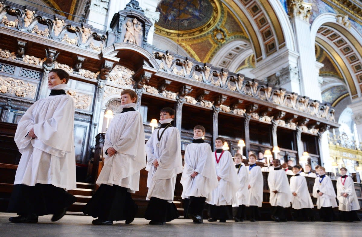 St Paul's choristers rehearsing for numerous services and concerts throughout December, at St Paul's Cathedral in London. (PA)