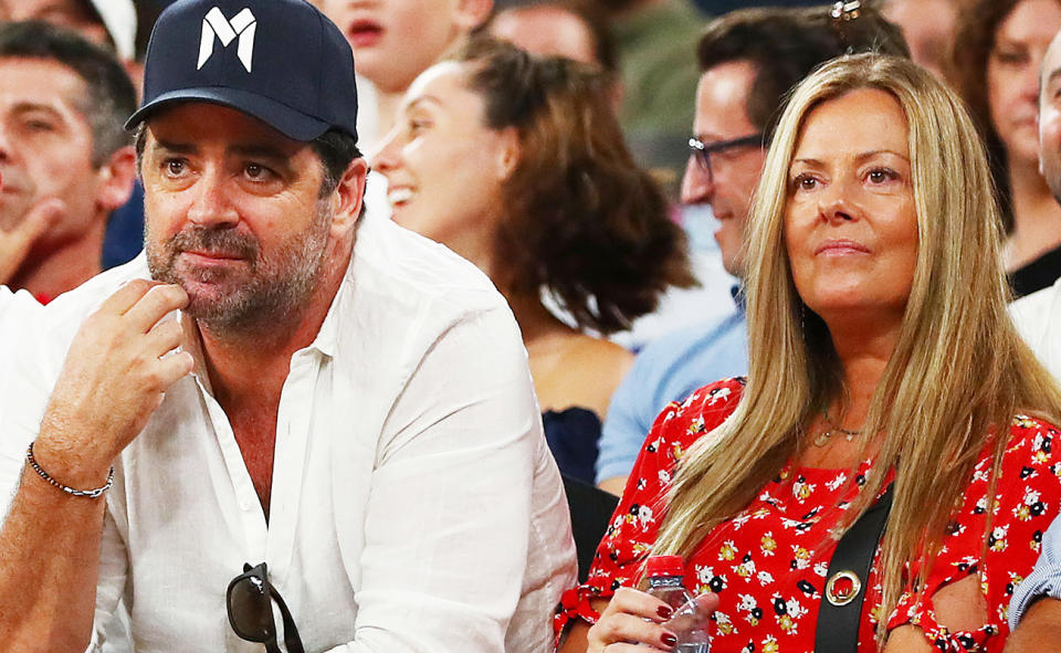 Garry Lyon and Nicky Brownless, pictured here at an NBL game in 2019.