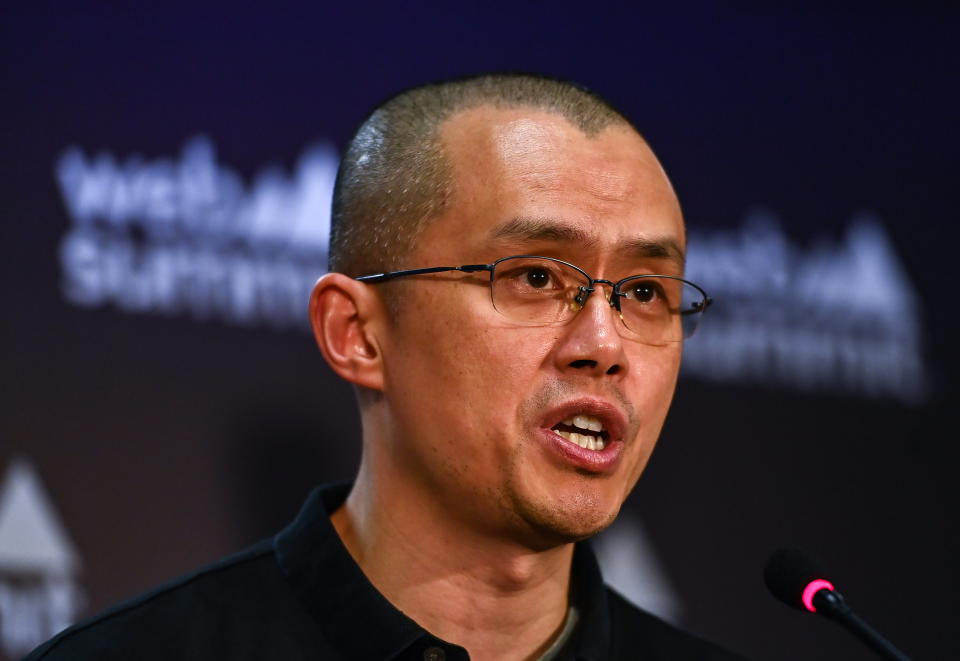 Lisbon , Portugal - 2 November 2022; Changpeng Zhao, Co-Founder & CEO, Binance, at Media Village during day one of Web Summit 2022 at the Altice Arena in Lisbon, Portugal. (Photo By Ben McShane/Sportsfile for Web Summit via Getty Images)