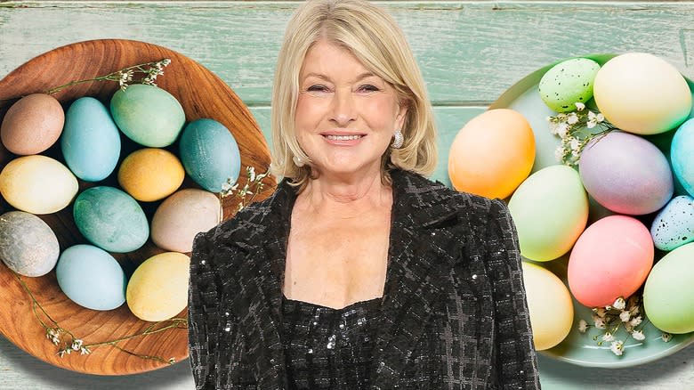 Martha Stewart with Easter eggs