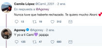 <p>La carta iba dirigida a Camila López como se ha desvelado en Twitter. “Nunca tuve que haberte rechazado. Te quiero mucho”, señaló ella en la mencionada red social. (Foto: Twitter / <a rel="nofollow noopener" href="https://twitter.com/Camii_2201/status/1080510547072827392" target="_blank" data-ylk="slk:@Agoney;elm:context_link;itc:0;sec:content-canvas" class="link ">@Agoney</a>). </p>