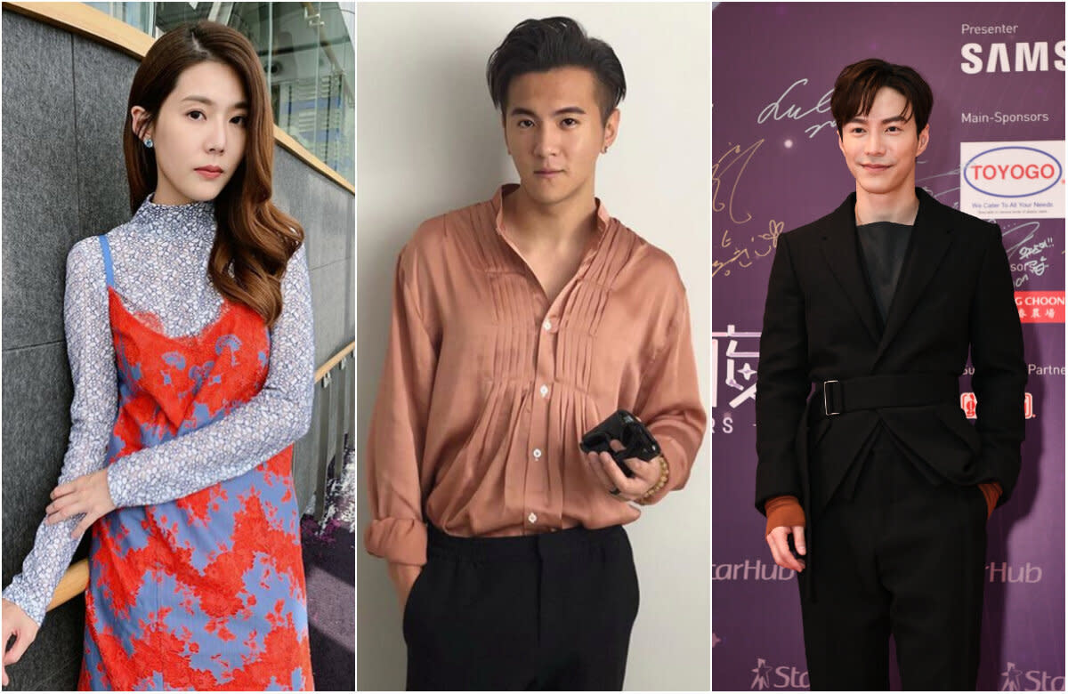 In a leaked private Instagram conversation, Mediacorp actors Carrie Wong and Ian Fang criticised Lawrence Wong (right) for replacing the late Aloysius Pang's role in a drama. (PHOTOS: Carrie Wong and Ian Fang/Instagram, Starhub)