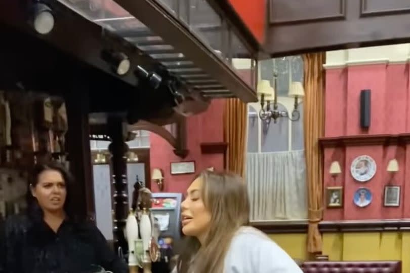 Scarlett and Chloe messed around on the EastEnders set