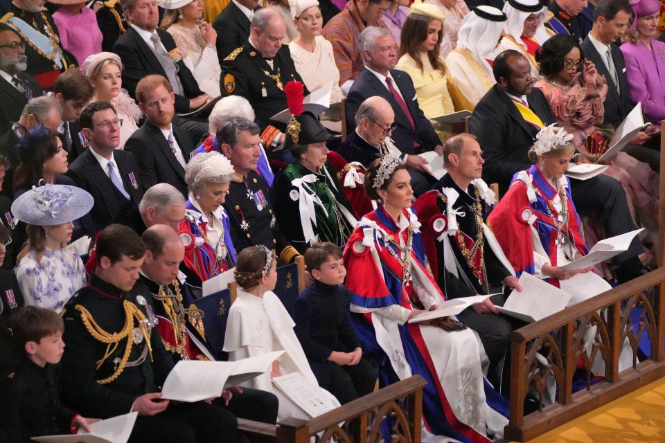 The royal family attends King Charles III's coronation.