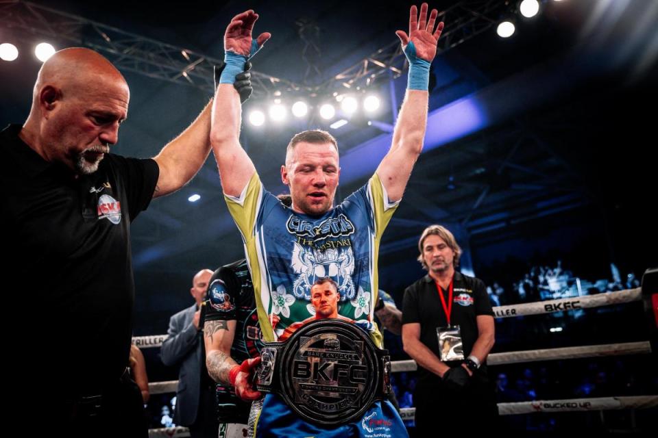 Danny Christie defended his BKFC title in style against David Round in Milton Keynes <i>(Image: BKFC)</i>