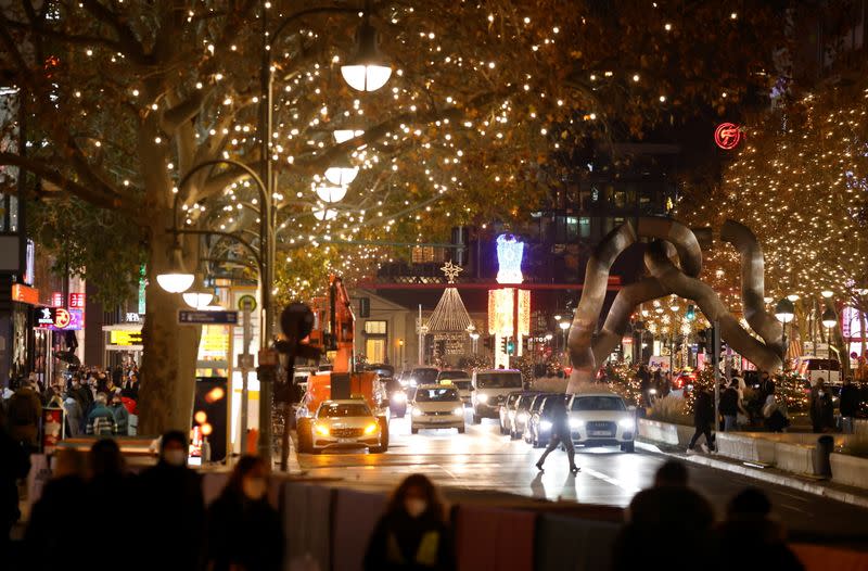 FILE PHOTO: Christmas illuminations are pictured at Tauentzienstrasse shopping boulevard, amid the coronavirus disease (COVID-19) outbreak in Berlin