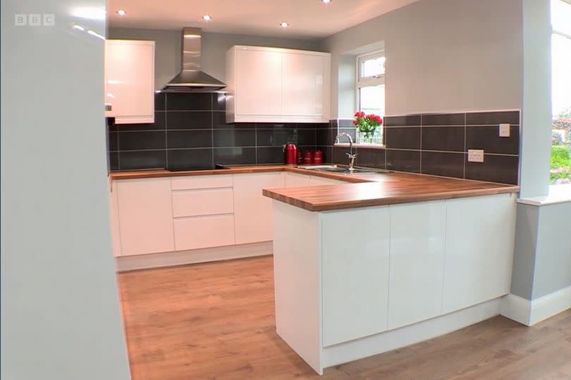 The new open-plan kitchen-living space -Credit:BBC