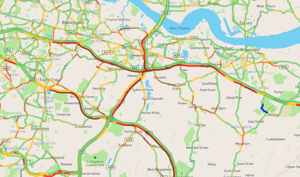 Congestion on major roads leading into London this morning (Inrix)