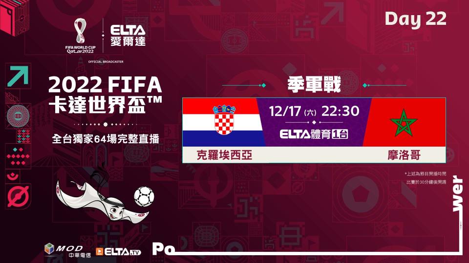 2022 FIFA世界盃鎖定愛爾達 季軍戰周六晚間登場。官方提供