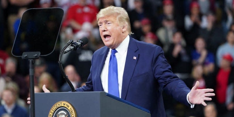 FILE PHOTO: U.S. President Donald Trump speaks during a campaign rally at the University of Wisconsin-Milwaukee, in Milwaukee, Wisconsin, U.S., January 14, 2020. REUTERS/Kevin Lamarque