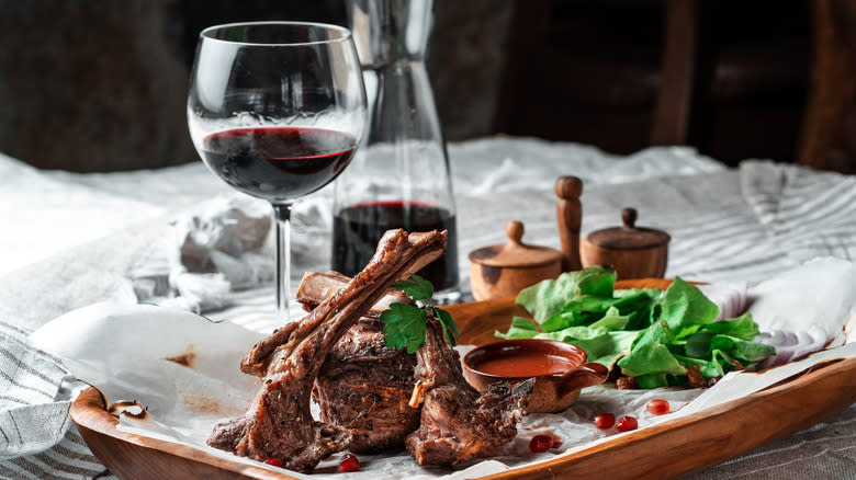 lamb with red wine