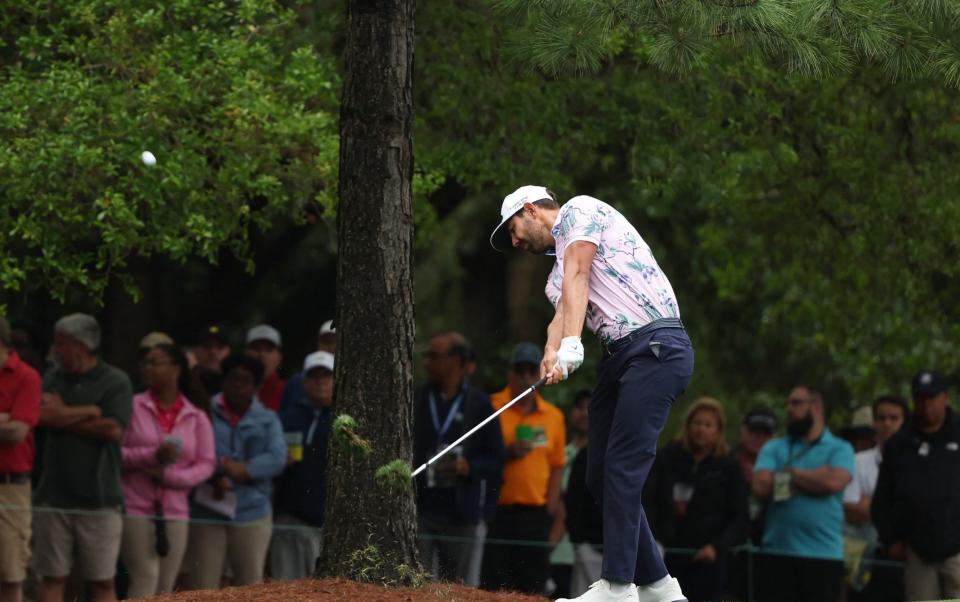 Erik van Rooyen hits his second shot on the first hole