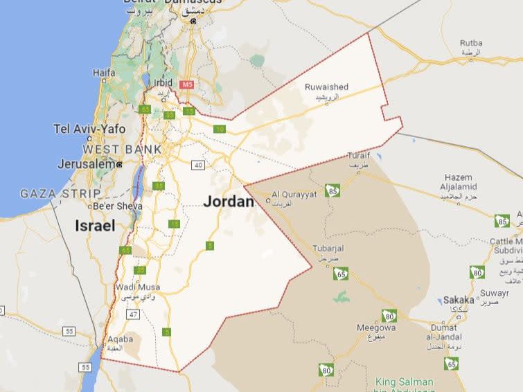Jordan on the map (Google Maps)