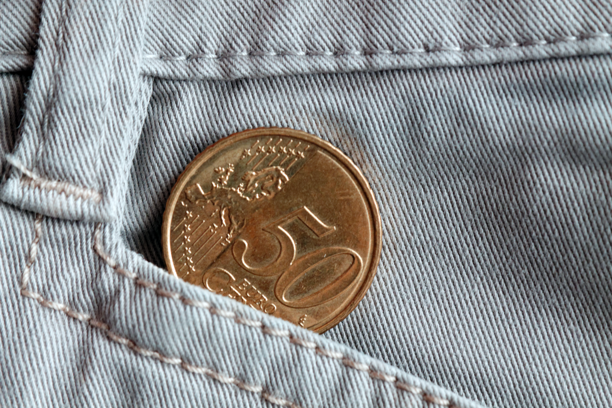 Euro coin in a pocket