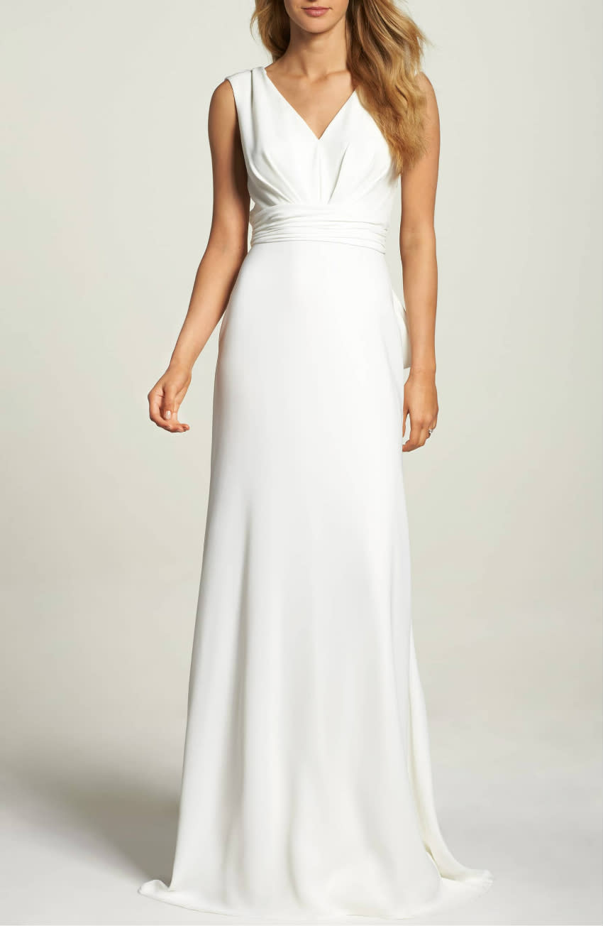 Tadashi Shoji Statement Bow Crepe Gown