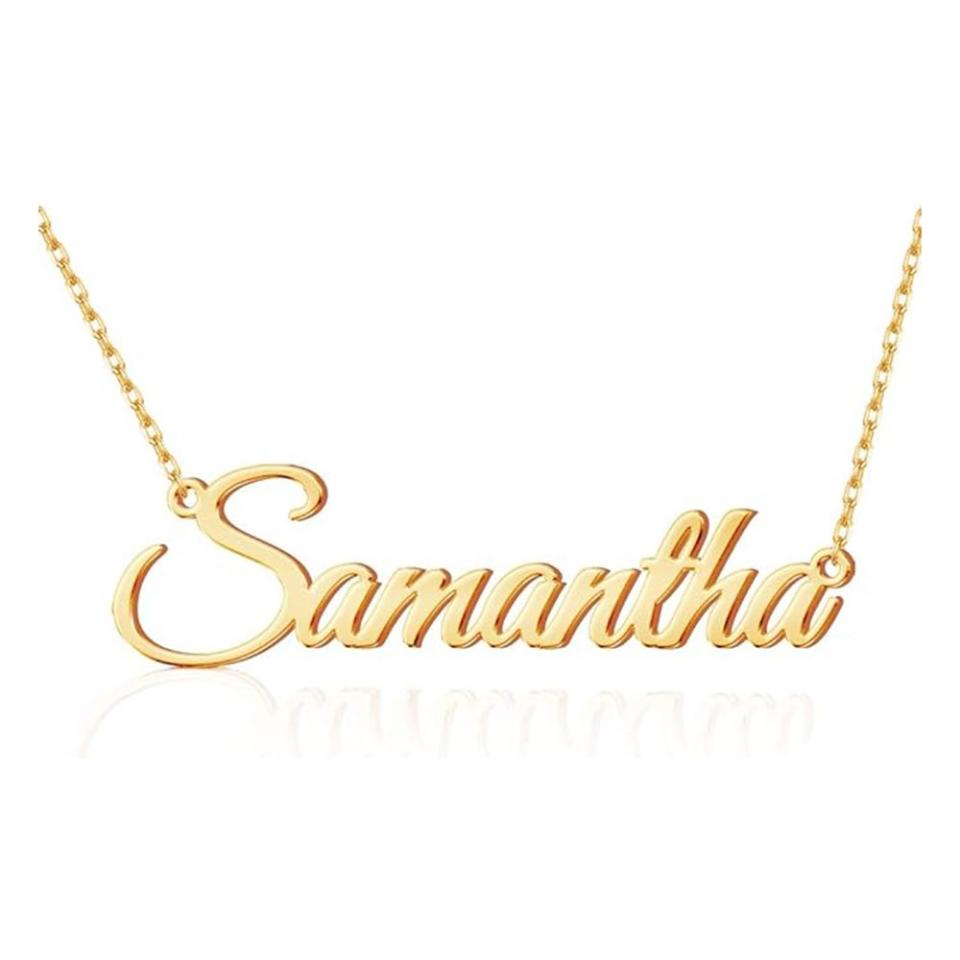 <p><a href="https://www.amazon.com/TinyName-Custom-Necklace-Personalized-Jewelry/dp/B07V297RRV?tag=syn-yahoo-20&ascsubtag=%5Bartid%7C2089.g.38579911%5Bsrc%7Cyahoo-us" rel="nofollow noopener" target="_blank" data-ylk="slk:Shop Now;elm:context_link;itc:0;sec:content-canvas" class="link ">Shop Now</a></p><p>Custom Name Necklace</p><p>www.amazon.com</p><p>$15.99</p>