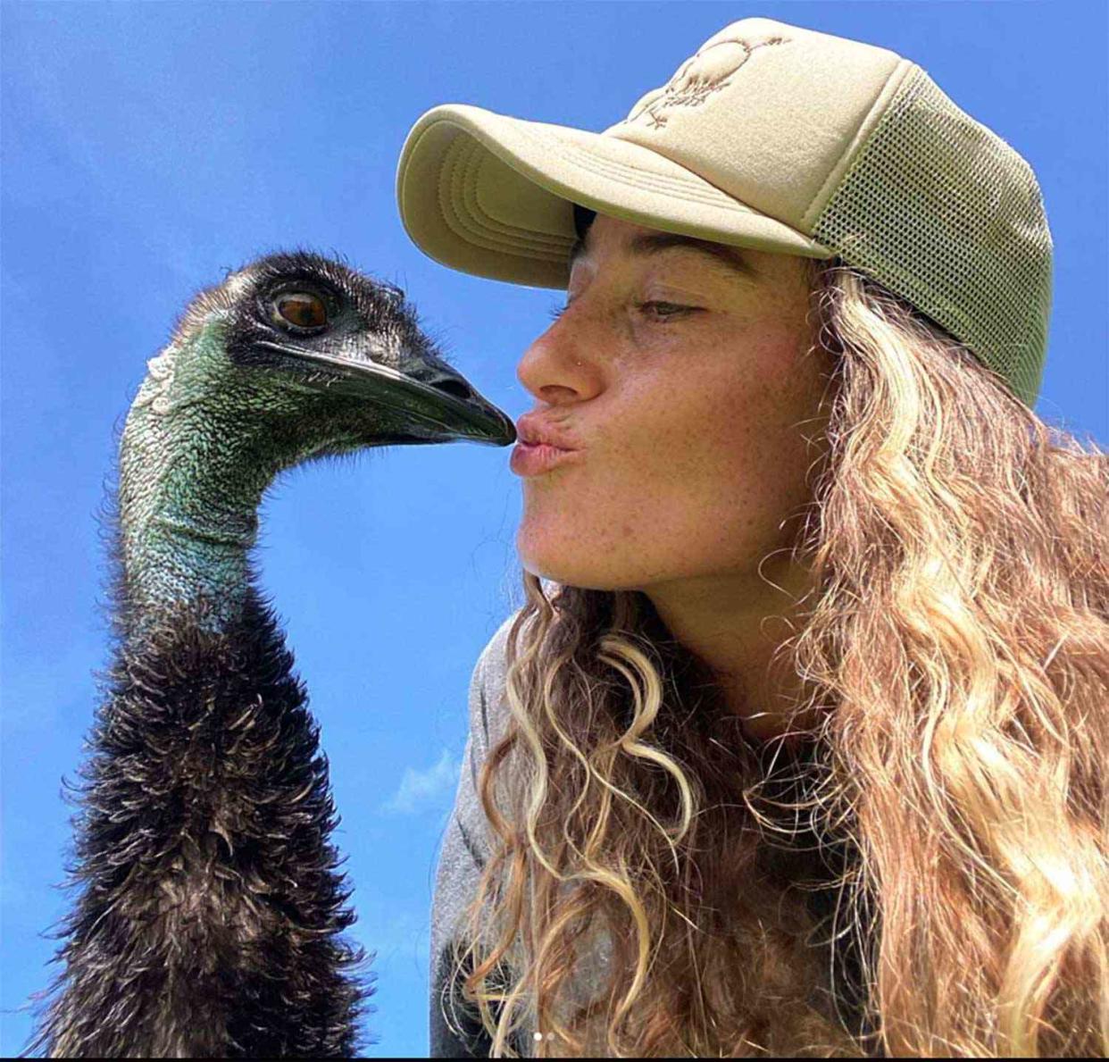 Emmanuel Todd Lopez the Emu and his owner Taylor Blake