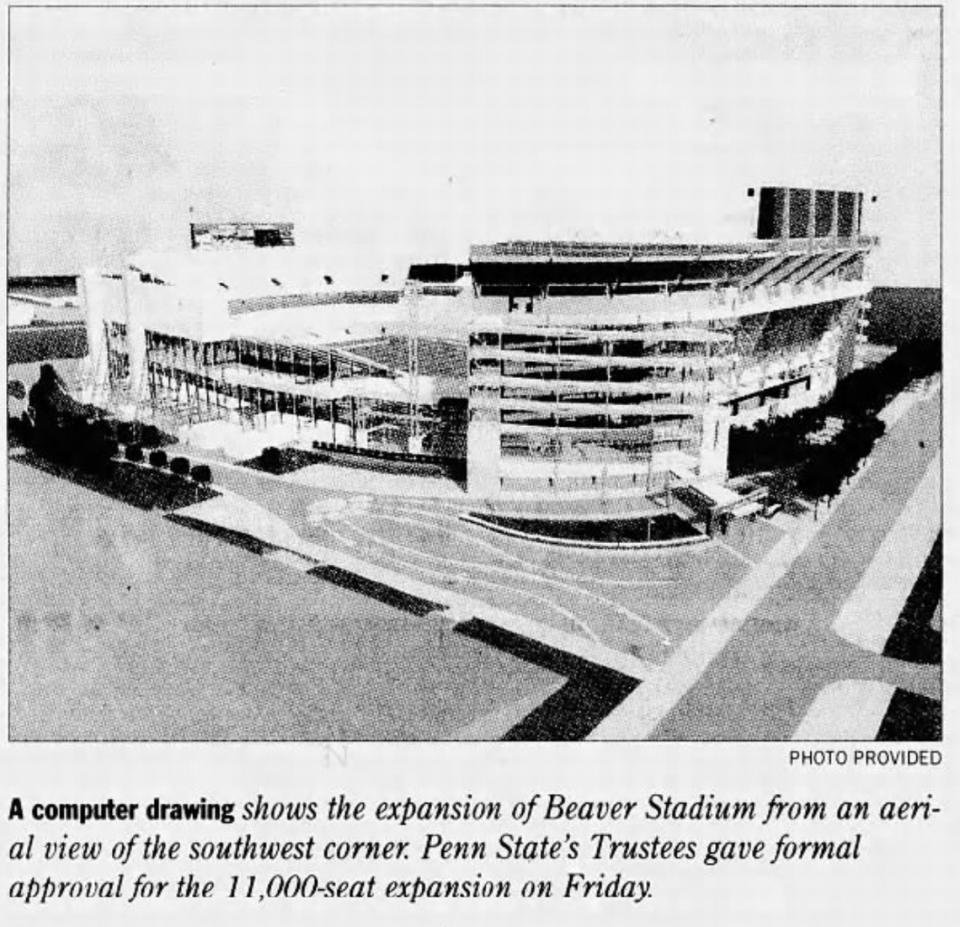 A rendering of the expansion of Penn State’s football stadium appeared in the Sept. 11, 1999 Centre Daily Times.