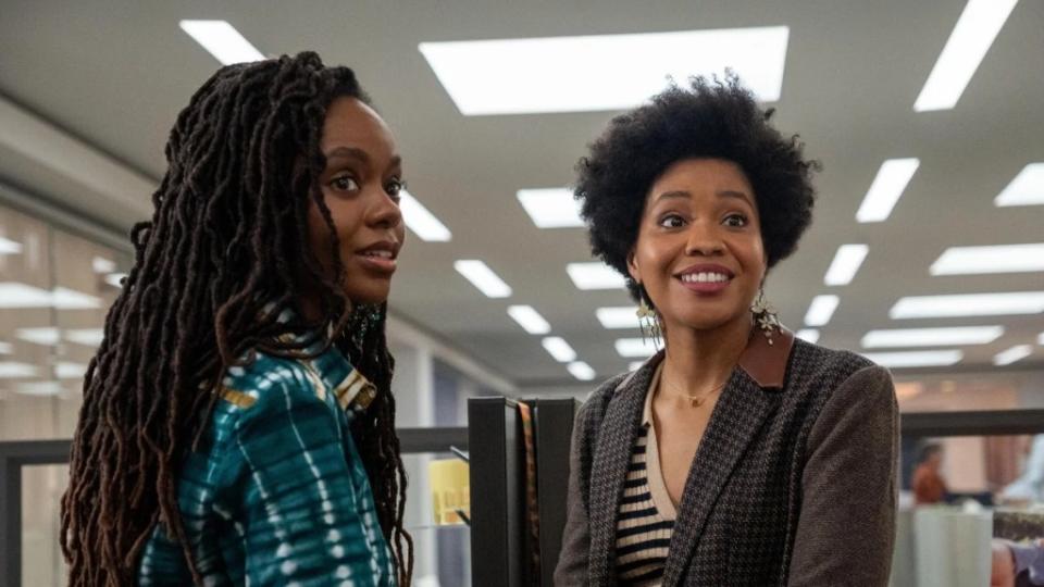 Hazel (Ashleigh Murray) and Nella (Sinclair Daniel) in “The Other Black Girl” (Wilford Harwood/Hulu)