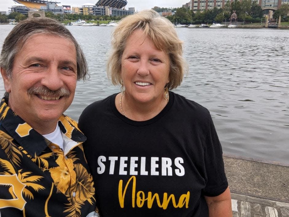 Hoping to encourage discussion about his rare form of blood cancer, 63-year-old Pete DeNardis, left, and his wife Terri DeNardis, right, have been walking at least five kilometers each day to raise awareness for Waldenstrom macroglobulinemia.