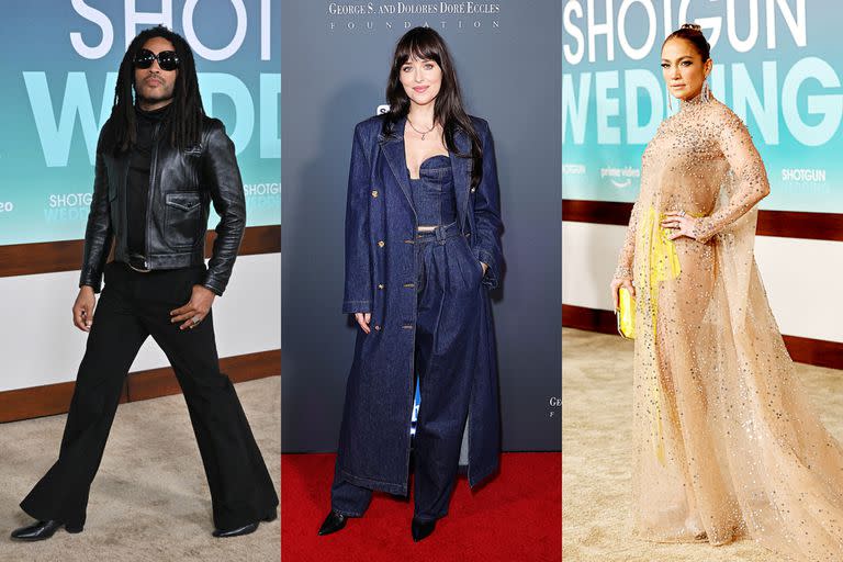 Los looks de la semana: de la pose inoxidable de Lenny Kravitz al total denim de Dakota Johnson y el sensual vestido de Jennifer Lopez